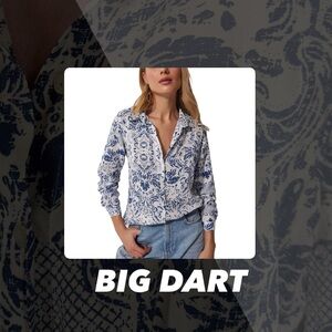 EUC Big Dart Scroll Print Blouse